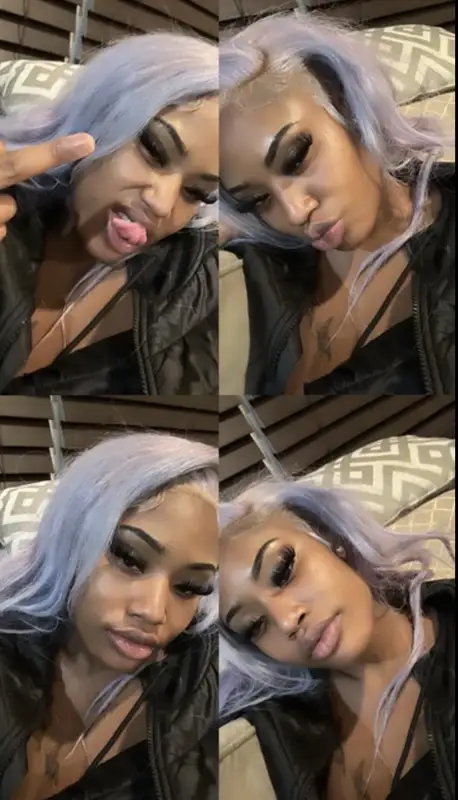 Lilac hair, leather jacket